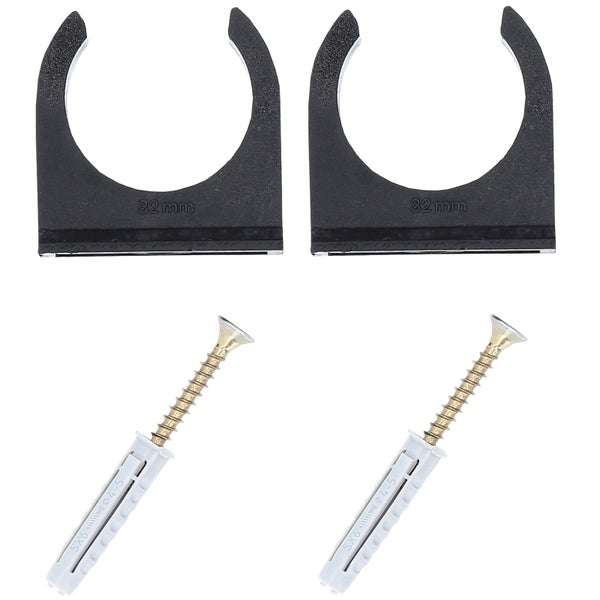 Zwei Rohrschellen 32 mm mit Schrauben und Dübeln