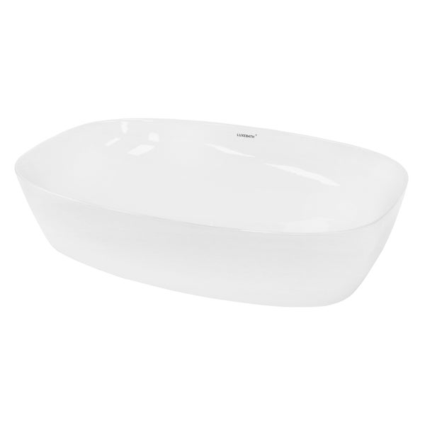 ECD Germany Waschbecken Waschtisch 605x380x140 mm aus Keramik Oval Weiß - Aufsatzbecken Aufsatzwaschbecken Handwaschbecken Aufsatzwaschtisch Spülbecken Becken Wasserfall Waschschale Waschschüssel