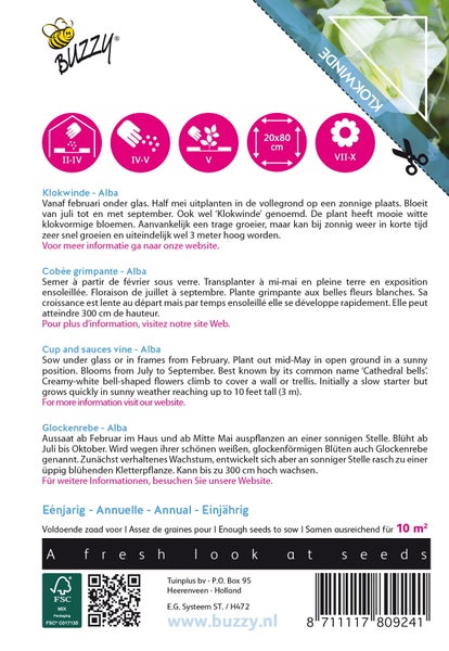 Buzzy Glockenrebe Alba Saatgutpackung