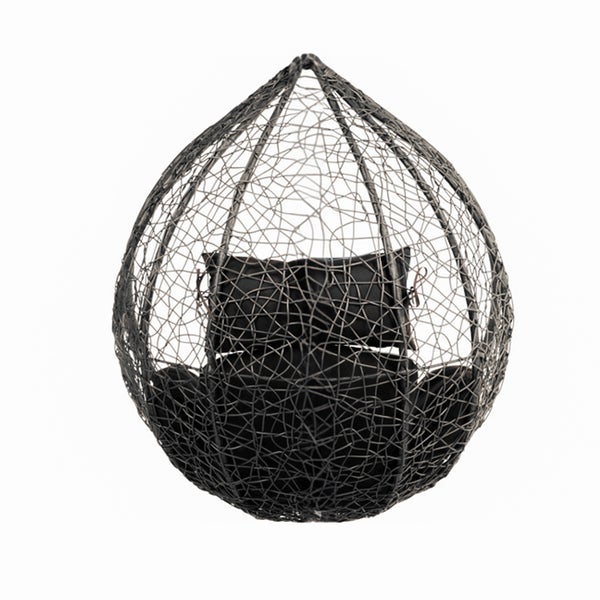 Home Deluxe - Hängesessel Cielo - Schwarz, nur Korb - inkl. Sitz- und Rückenkissen I Polyrattan Hängestuhl Gartenschaukel Hängekorb