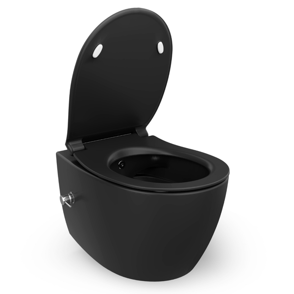 Isvea WC Toilet Badezimmer Wand-WC mit Dusch-WC Schwarz mit Softclose-Sitz