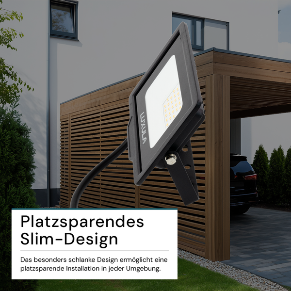 Luxula LED-Außenstrahler zur platzsparenden Installation