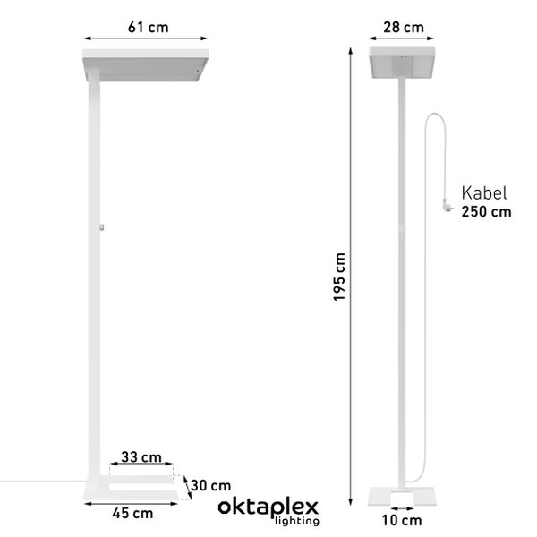 LYSE Stehleuchte dimmbar neutralweiß 4000K 10400lm Aluminium Tageslicht Deckenfluter für Büro und Zuhause
