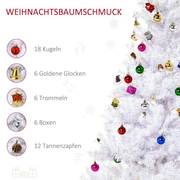 HOMCOM Weihnachtsbaum, ø85 x H150 cm, PVC, Weiß