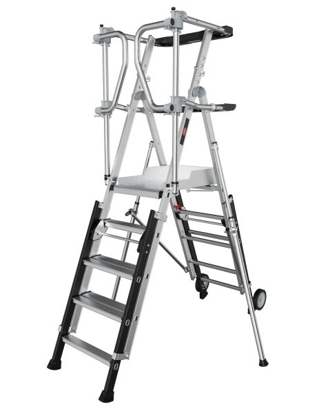 Aluminium-Klappgerüst mit Plattform und Geländer für sicheres Arbeiten in der Höhe