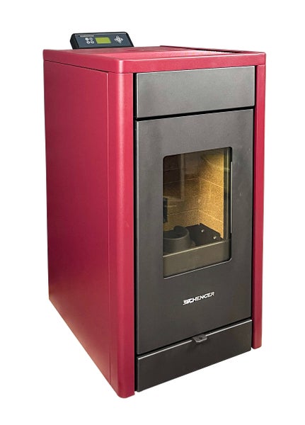 SCHENGER Pelletofen HP07 Rot A++ 8,0kW Vollautomatisch+WIFI+Eco Modus