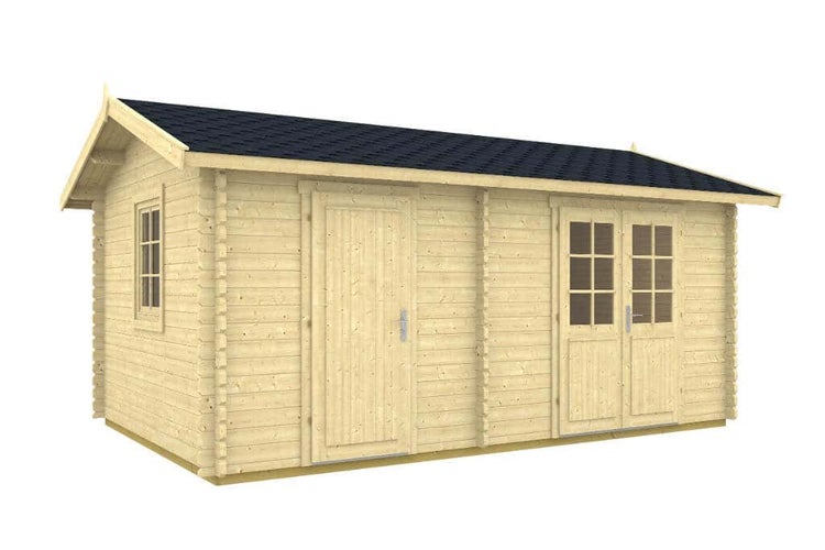 Grundrisszeichnung eines Gartenhauses mit Flächenangaben in Quadratmetern