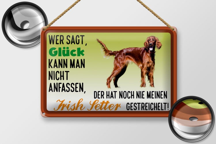 Blechschild Spruch 30x20cm Glück Irish Setter Hund