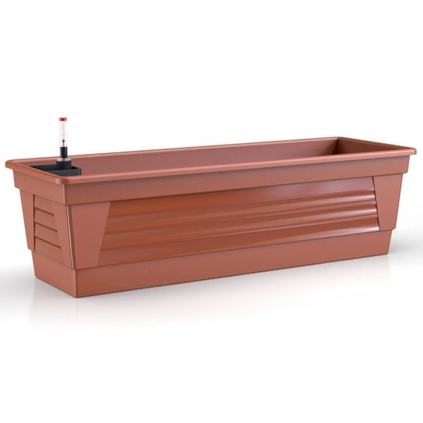 Plastard Blumenkasten Terrakotta 60x21x17 cm mit Hydroeinsatz und Wasserstandsanzeiger Pflanzkasten Balkonkasten