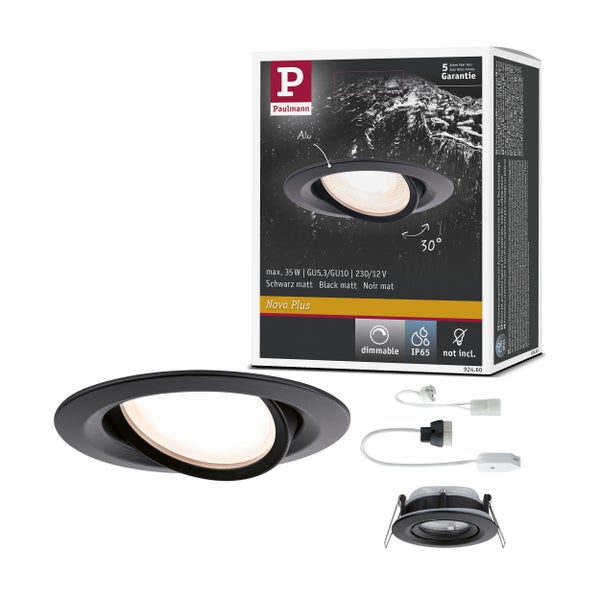 Einbauleuchte Nova Plus schwenkbar IP65 rund 93 mm 30° GU5,3 / GU10 max. 35W 230/12V dimmbar Schwarz matt