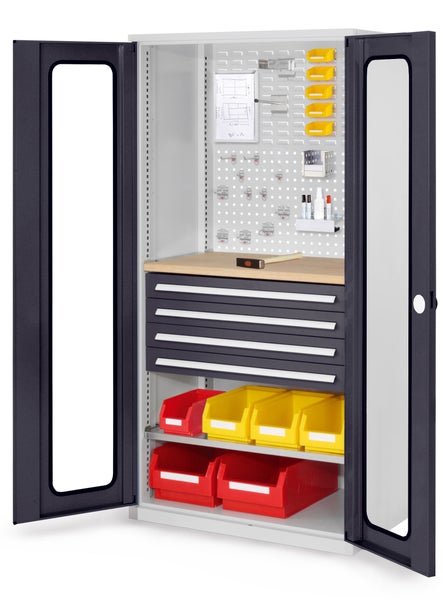 Kappes ®RasterPlan Schubladenschränke 1950x1000x600mm Sichtfenstertüren Modell 36 anthrazitgrau