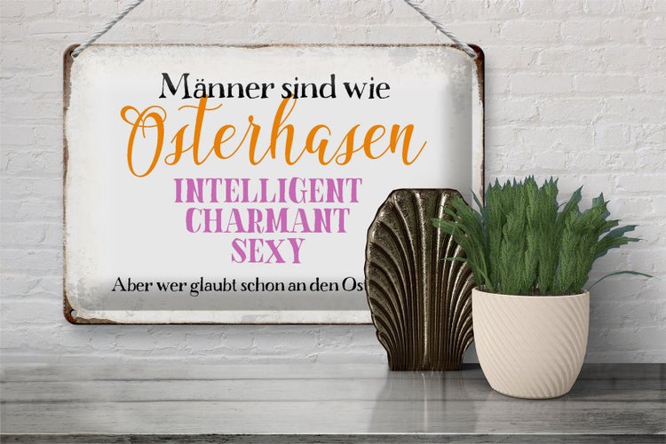 Blechschild Spruch 30x20cm Männer sind wie Osterhase