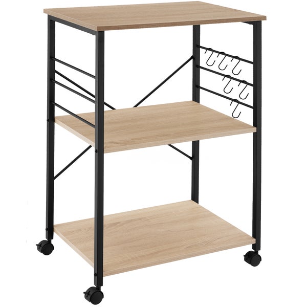Servierwagen tectake Rugby inklusive 6 Haken, 65,5 x 45,5 x 88,5 cm Industrial Style Industrial Holz hell, Eiche Sonoma
