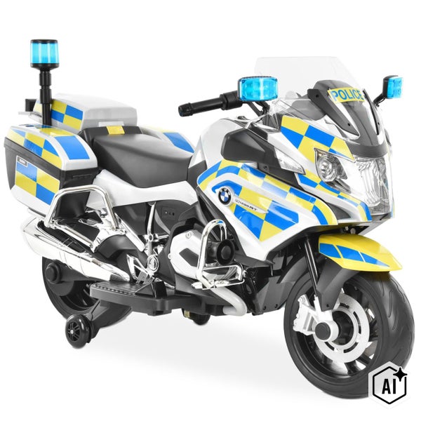 Elektro Kindermotorrad BMW R 1200 RT Polizei Design mit Blaulicht und Stützrädern