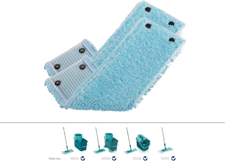 Leifheit 2er Set Wischbezug CLEAN TWIST M super soft 33cm für sensible Böden, Ersatzbezug mit Spezialfasern, Wischer Ersatzbezug für minimale Wasseraufnahme, ideal für Parkett, Laminat und Kork