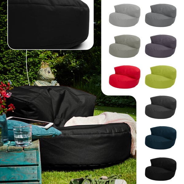 Green Bean Sitzsack Sofa mit Füllmaterial - Lounge im Sitzsack-Design 90x50cm mit ergonomischer Rückenlehne & waschbarem Bezug - Indoor und Outdoor geeignet in Schwarz