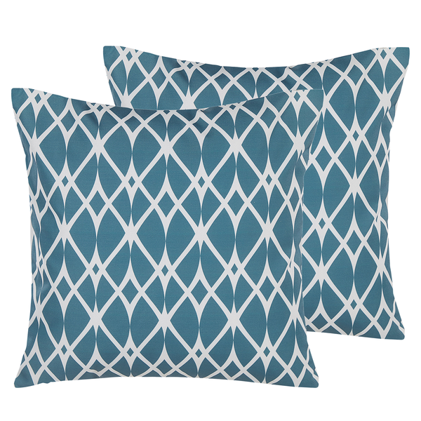 Gartenkissen 2er Set ANAGNI Geometrisches Muster 45 x 45 cm Blau