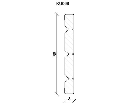 Technische Zeichnung eines Profils mit den Maßen 89 mm Höhe und 8 mm Breite