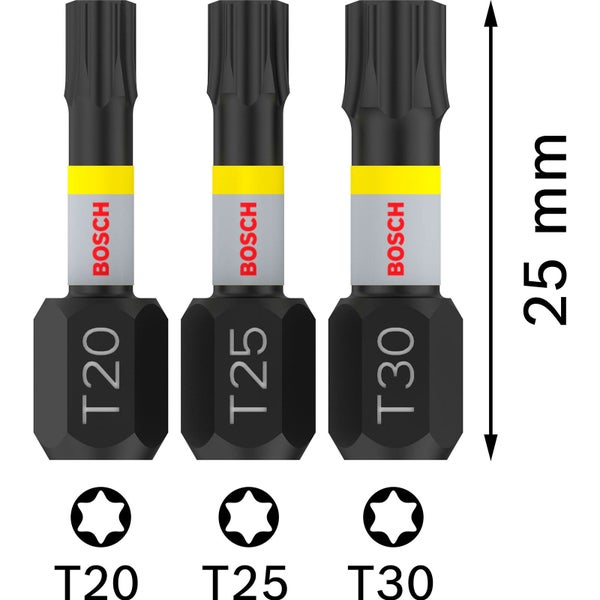 Bosch PRO Torx Impact Bit T20; T25; T30 25 mm 3-tlg. - 2608522479