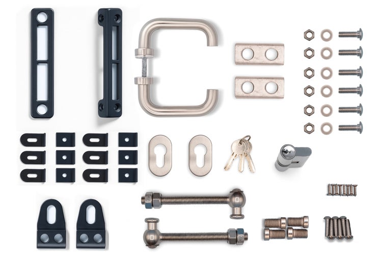 Türbeschlagset mit Griff, Schloss und Befestigungsmaterial