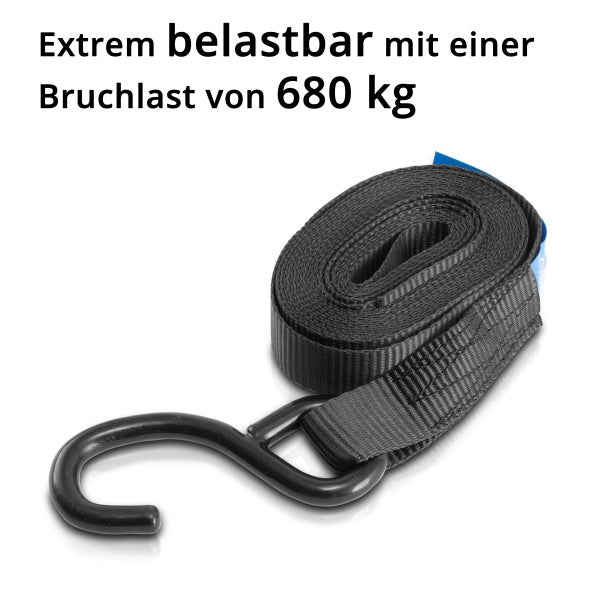 Spanngurte ZG-800 ST  mit Ratsche + Haken 400 kg Zuglast 4er Set