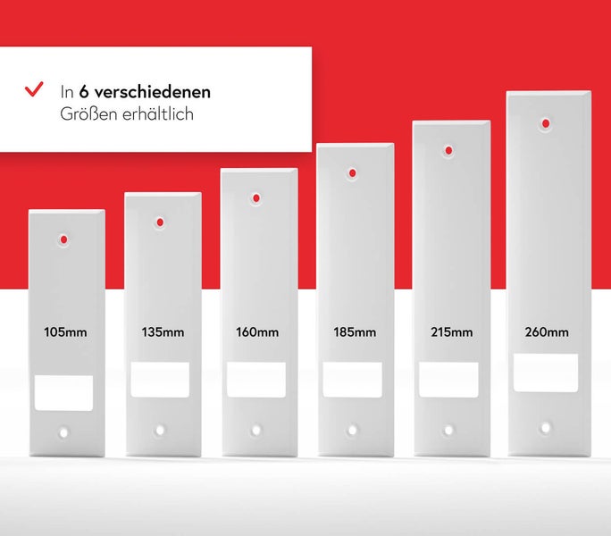 Sechs Ordner in verschiedenen Größen von 105 Millimeter bis 260 Millimeter