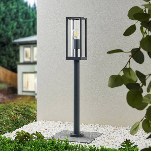Lindby Außenleuchte Giavanna (spritzwassergeschützt (Modern) in Schwarz aus Aluminium (1 flammig, E27) - Wegeleuchte Pollerleuchte Wegelampe Sockelleuchte