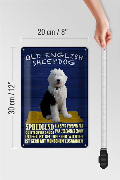 Blechschild Spruch 20x30cm Old English Sheepdog Hund