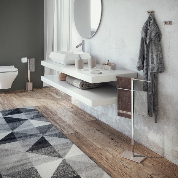Badetuchhalter freistehend aus Edelstahl mit grauer Basis | Arcobaleno