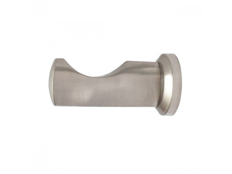 Ein einzelner Handtuchhaken oder Wandhaken aus Metall für Badezimmer oder Flur.