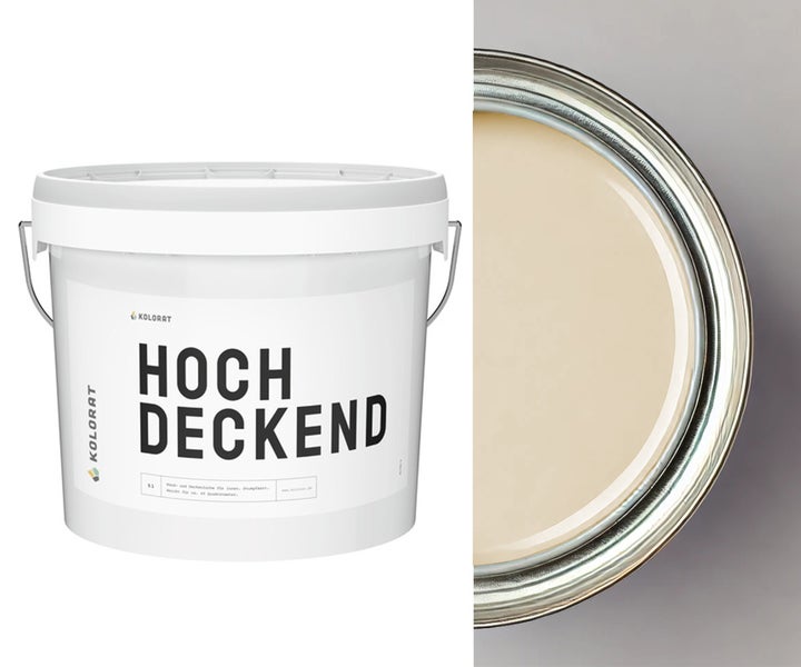 Kolorat matte Wandfarbe Hochdeckend – Beige K/5-11-25-0/T – 2.5L  Matte Wand- & Deckenfarbe, höchste Deckkraft, geruchsarm, atmungsaktiv, leichte Verarbeitung. Hochwertige Innenfarbe für alle Räume.