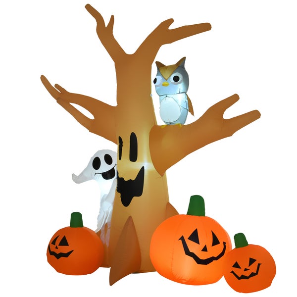 HOMCOM Halloween Aufblasbares Spukgespenst, 120/ 240 cm, Polyestergewebe, Weiß