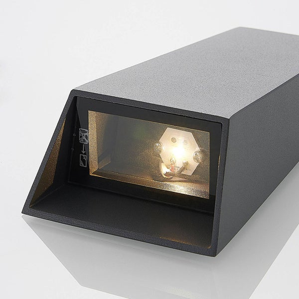 Lucande LED Wandleuchte außen Dagur (spritzwassergeschützt (Modern) in Schwarz aus Aluminium (1 flammig, ) - Außenwandleuchten Wandlampe Led Außenlampe Outdoor für Außenwand/Hauswand