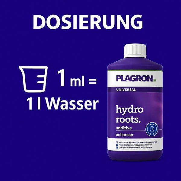 Plagron Hydro Roots Additiv zur Wurzelstimulation. Dosierung: 1 ml auf 1 Liter Wasser.