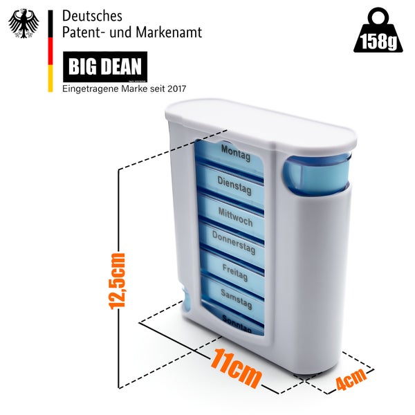 BigDean 3 Stück Tablettenbox 7 Tage Morgens, Mittags, Abends & Nachts in Weiß – Medikamentenbox BPA-frei & Lebensmittelecht – luftdichte Pillendose auch für unterwegs geeignet!