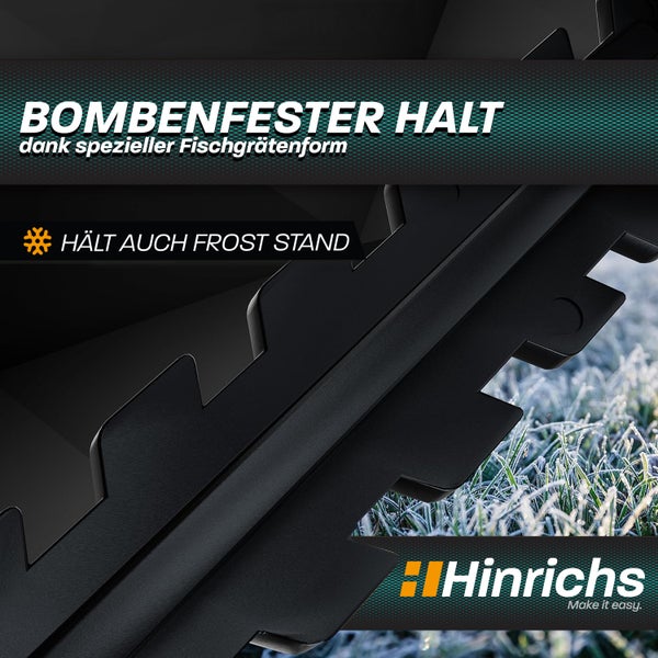 Detailaufnahme eines Erdankers mit Fischgrätenform für sicheren Halt, auch bei Frost