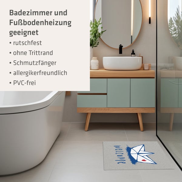 Akzente Feel Badematte mit Motiv in Grau Fußmatte 50 x 70 cm, rutschfest, saugfähig