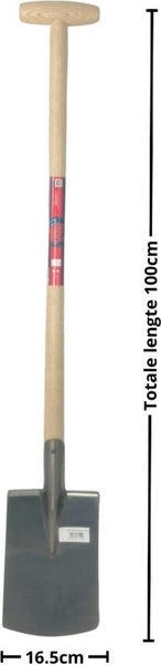 Spaten mit Holzstiel und einer Gesamtlänge von 100 cm.
