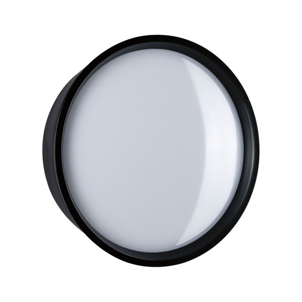 LED Außenwandleuchte Platomo seewasserresistent IP44 rund 180mm 3000K 14,5W 1200lm 230V Schwarz Kunststoff