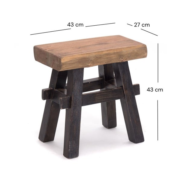 Hocker aus Holz mit den Maßen 43 x 27 x 43 cm