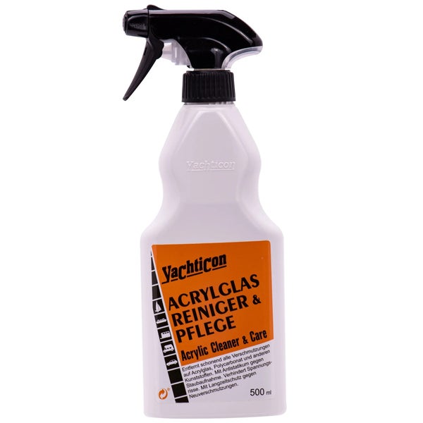 Yachticon Acrylglas Reiniger und Pflege Sprayflasche 500 Milliliter für Acrylglas und Polycarbonat.