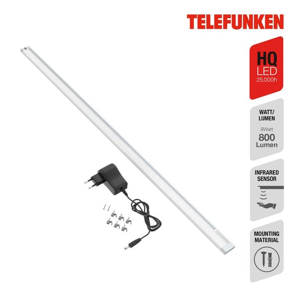 Telefunken LED-Unterbauleuchte mit Infrarotsensor, 8 Watt, 800 Lumen, inklusive Netzteil und Montagematerial.