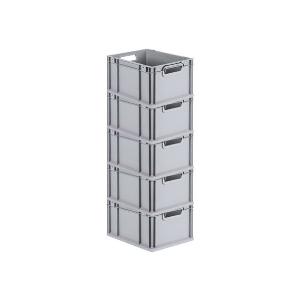PROREGAL Spar Set 5x Eurobox Nextgen Economy Mit Scharnierdeckel & Blauen Schiebeschnappverschlüssen Griffe Offen HxBxT 22 x 30 x 40 cm 20 Liter