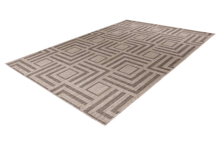 Rechteckiger Teppich mit geometrischem Quadratmuster in Weboptik