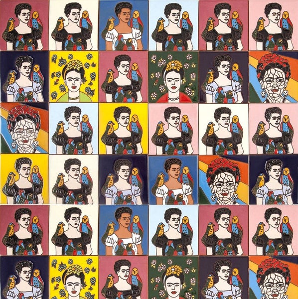 Fliesenmuster mit Frida Kahlo Porträts