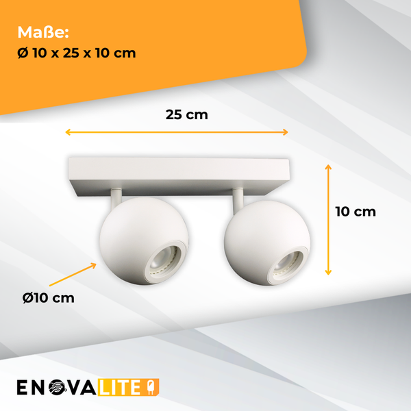 Deckenleuchte mit zwei Leuchten, Durchmesser 10 x 25 x 10 Zentimeter