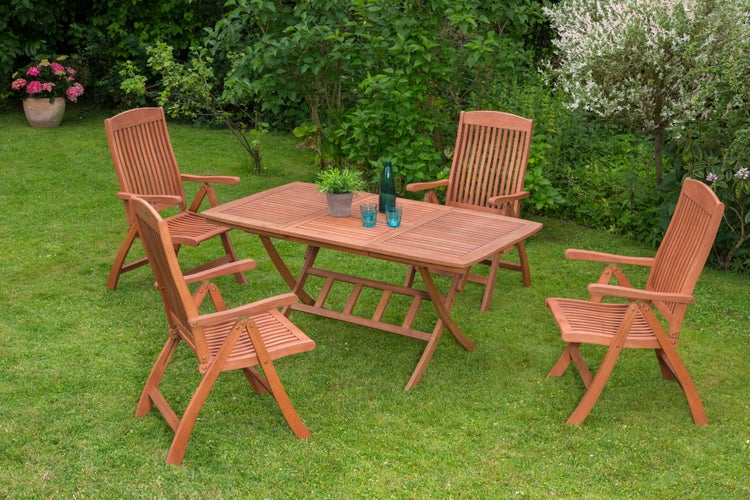 Maracaibo Set 5tlg., 4 Klappsessel, Klappausziehtisch 110 (160) x 90 cm