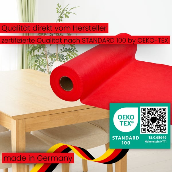 Sensalux Tischdeckenrolle 25m lang aus stoffähnlichem Vlies, 1,18 m x 25 m Rot