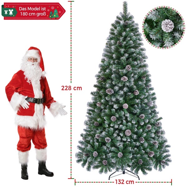 Yaheetech 228 cm künstlicher Weihnachtsbaum mit Schnee , Grün