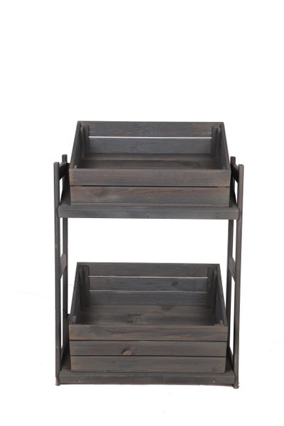 PROREGAL Getränkekistenregal SPREEWALD HxBxT 86x70x33cm 2 Ebenen Massives Kiefernholz Grau geölt
